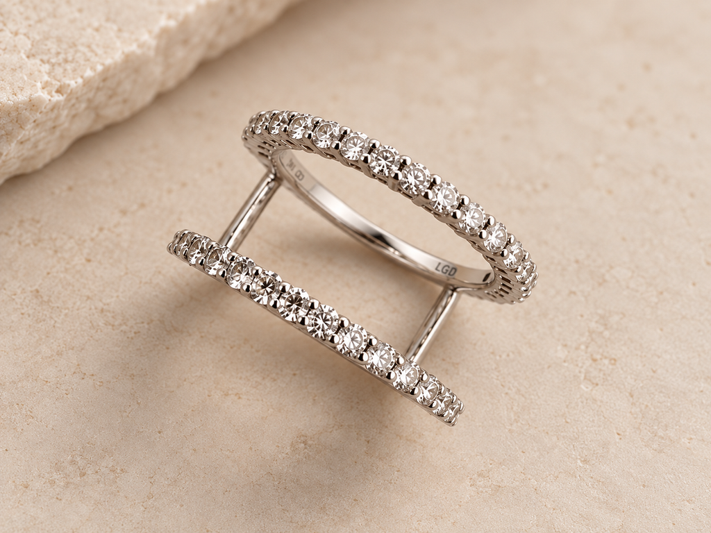 HALO Round in 14k white gold, two rows of round brilliant lab-grown diamonds